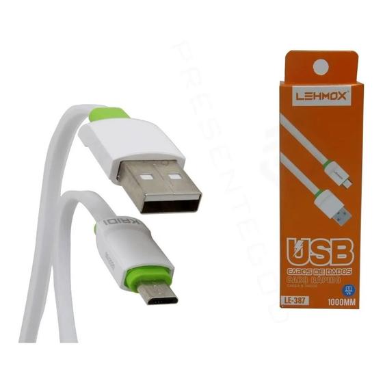 Imagem de Cabo USB Reforçardo Carregar Celular Rápido e Dados Lehmox LE-387 USB Tipo V8