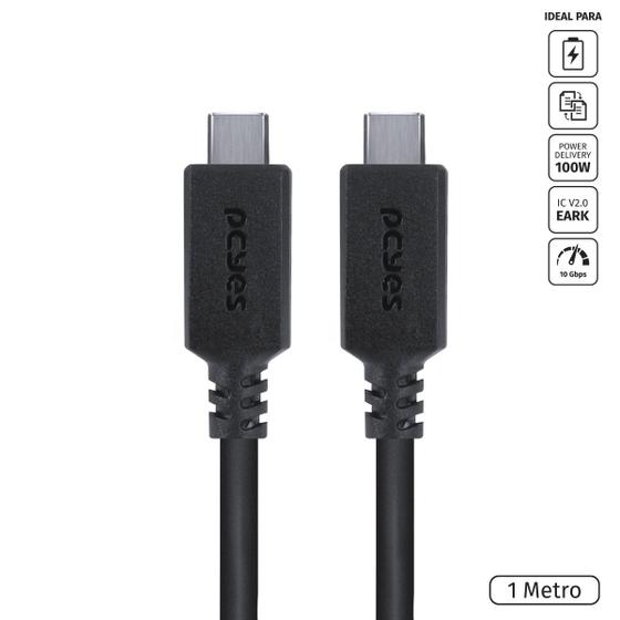 Cabo USB Tipo C 3.1 para USB Tipo C com Power Delivery (PD) 100W para Celular Smartphone 1 Metro Preto - P31UCCP-1 Menor preço em Cabo USB Tipo C 3.1 para USB Tipo C com Power Delivery (PD) 100W para Celular Smartphone 1 Metro Preto - P31UCCP-1