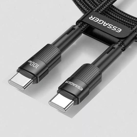 Imagem de Cabo Usb Tipo C 4.0 100w 5a 1m Carga Rápida - Essager