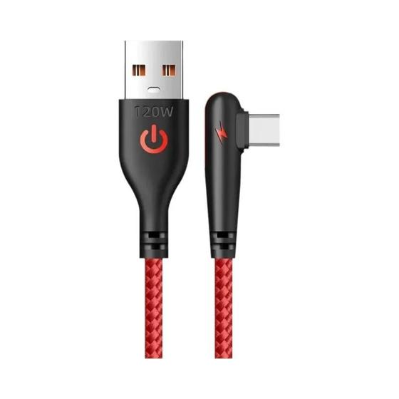 Imagem de Cabo USB Tipo C 90 Graus com Carregamento Rápido 120W - Compatível com Huawei Mate 40