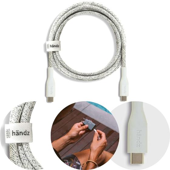 Imagem de Cabo USB Tipo C Duplo Turbo 1,5M Original Handz Duo Cotton