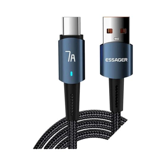 Imagem de Cabo USB Tipo C Essager 7A - Carregamento Rápido 100W para Samsung, Xiaomi e Huawei