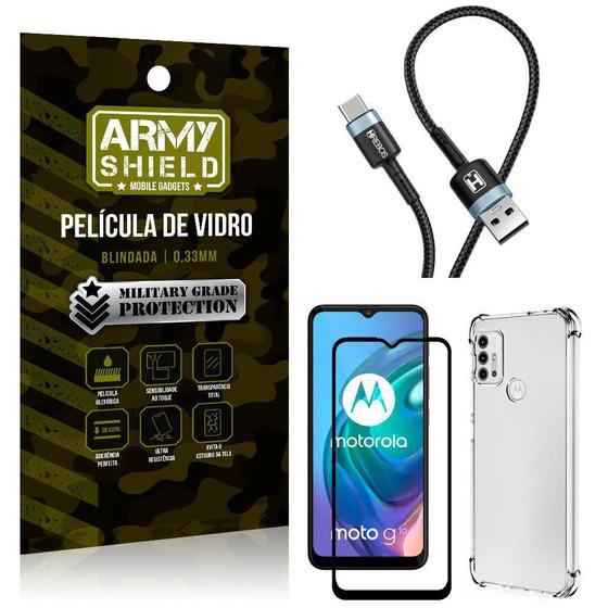 Imagem de Cabo Usb Tipo C Hs-302 Moto G10+Capinha+Película 3D