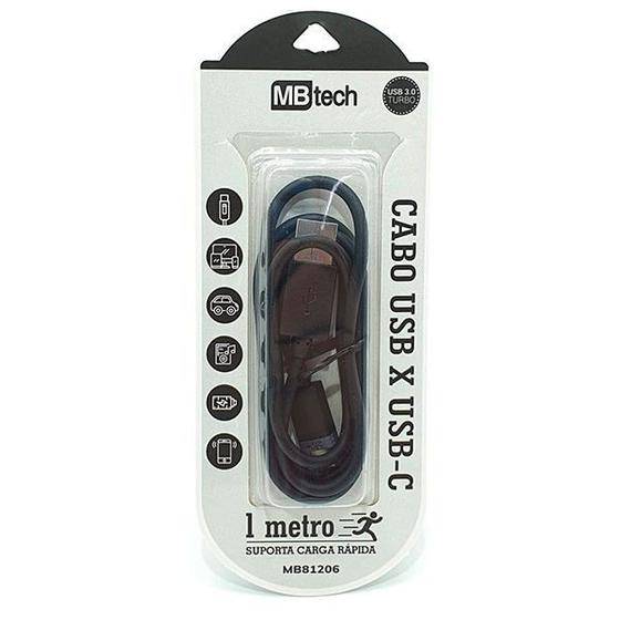 Imagem de Cabo USB Tipo C Preto Modelo 3.0 Carga Rápida