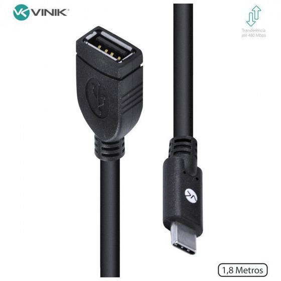 Imagem de Cabo usb tipo c x extensor usb a femea 2.0 2 metros - c20uaf-18