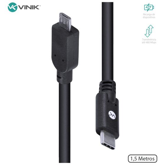Cabo Usb Tipo C X Micro Usb B Macho 2.0 1,5 Metros - C20mua-15 Menor preço em Cabo Usb Tipo C X Micro Usb B Macho 2.0 1,5 Metros - C20mua-15