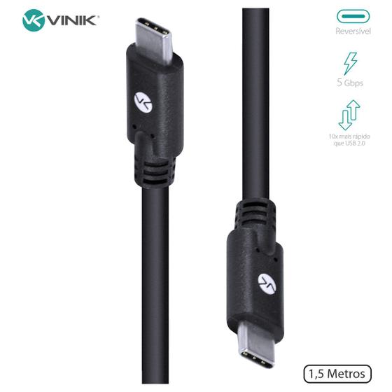 Imagem de Cabo USB Tipo C X Tipo C V3.2 GEN1 5GBPS 3A 1,5 Metros - C32G1-15