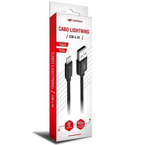 Imagem de Cabo USB X Lightning 1M 2A CB-L10BK Preto C3 TECH - C3TECH