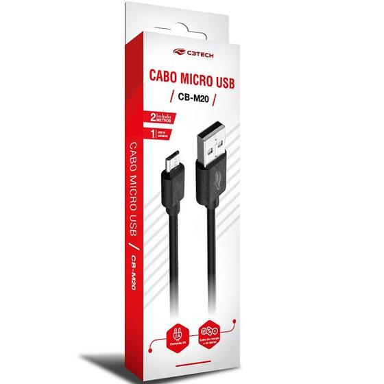 Imagem de Cabo USB X Micro USB 2M 2A CB-M20BK Preto C3 TECH