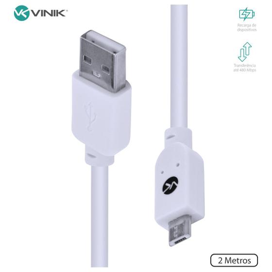 Imagem de Cabo Usb X Micro Usb A 2.0 2m Branco Musb-2