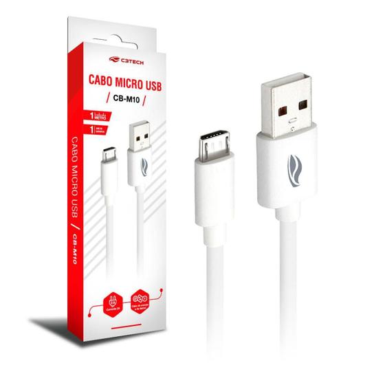 Imagem de Cabo Usb X Micro Usb C3Tech Cb-M10Wh, 1M, 2A, Branco