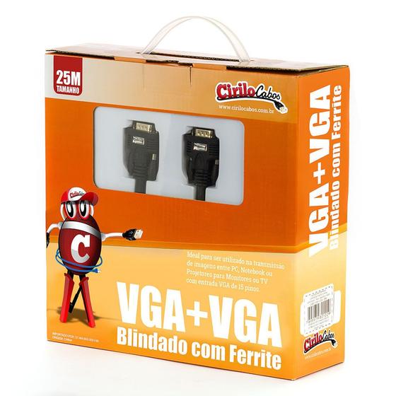 Imagem de Cabo VGA Blindado com Ferrite - 25 Metros - Cirilo Cabos