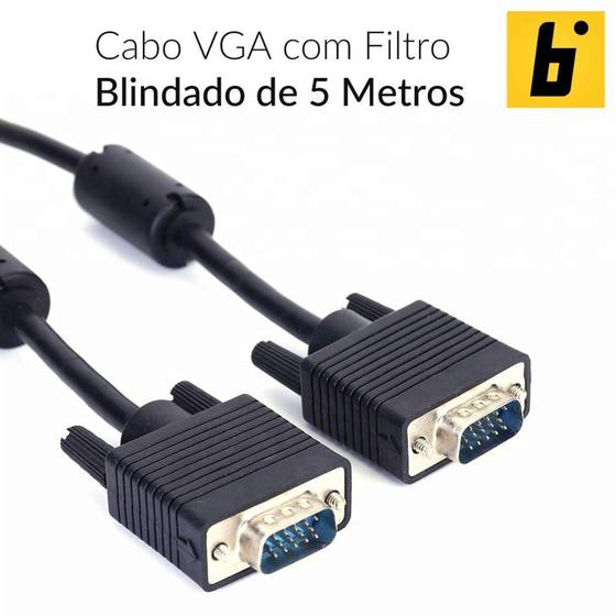 Imagem de Cabo VGA Blindado com Filtro 5 Metros  - Bear Cabos
