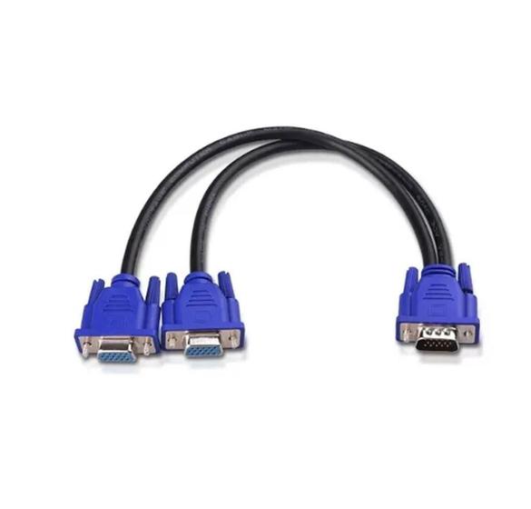 Imagem de Cabo Vga Vídeo Y Divisor 20cm Splitter Conecta 2 Monitores ( 2 TELAS IGUAIS)