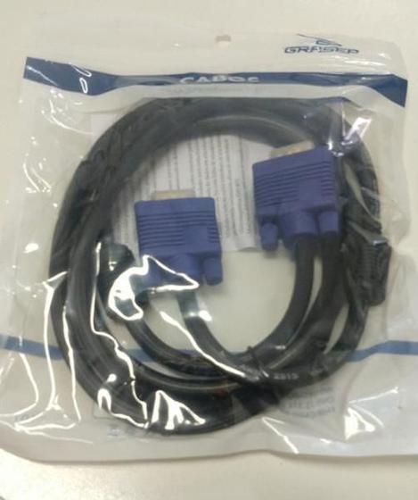 Imagem de Cabo Vga X Vga Grasep 3M D-5002 Vga 1.8Metros Grasep