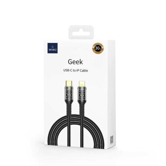 Imagem de Cabo wiwu geek tipo-c x lightning 30w 120cm preto 4114