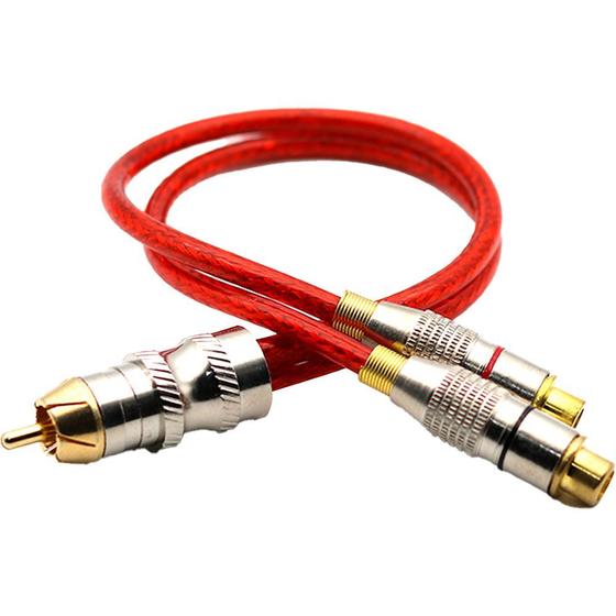 Imagem de Cabo Y Prime Plug Metal Transp Vermelho  2 Femea 1 Macho
