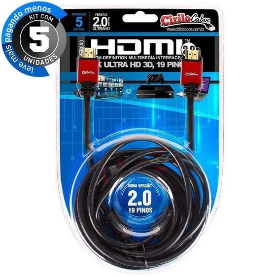 Imagem de Cabos Hdmi 2.0 4K - 5 Mt Kit Com 5
