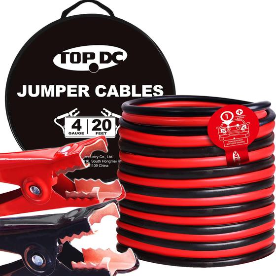 Imagem de Cabos Jumper TOPDC 4 Gauge (6m) para Carros, SUVs e Caminhões