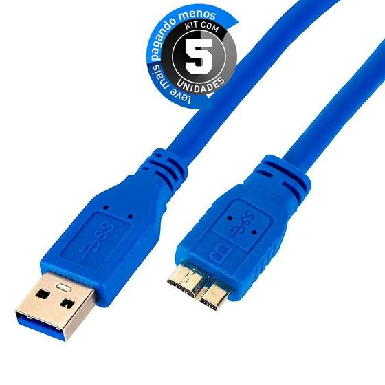 Imagem de Cabos Usb A Para Micro B 3.0 5Gbps - 50 Cm - Kit Com 5