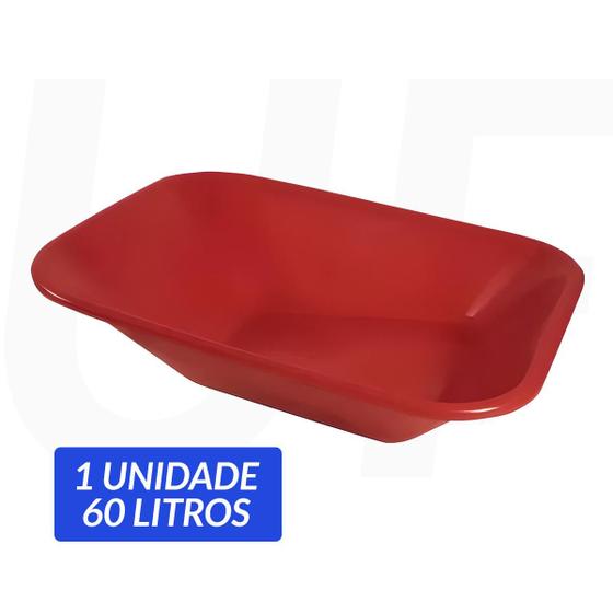 Imagem de Caçamba Plástica P/ Carrinho Vermelha 60 Litros Sem Furos - Metasul