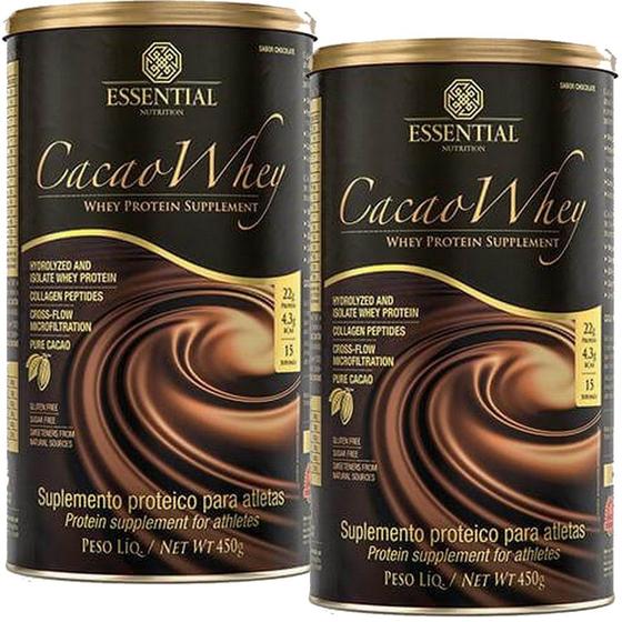 Imagem de Cacao Whey Essential Nutrition - Isolada + Hidrolisada - (Kit 2 unidades 450g cada)