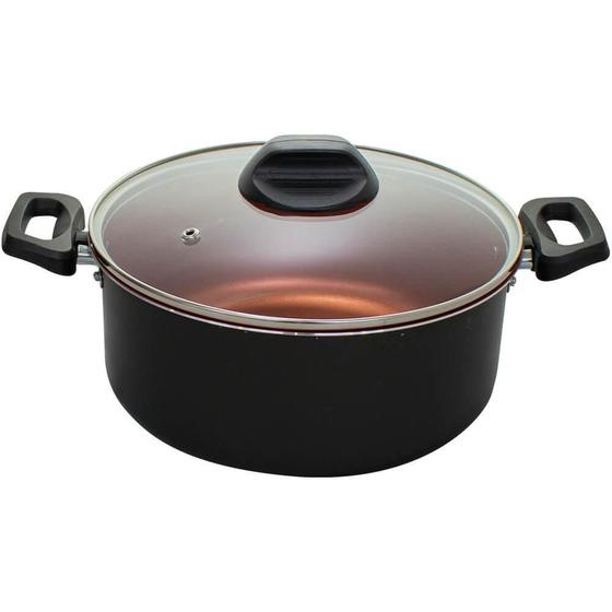 Imagem de Caçarola Antiaderente Pro-Flon Topázio Preto 22Cm - Brinox