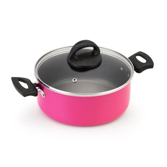 Caçarola Avulsa Antiaderente Com Tampa de Vidro N16 1,4 Litros Rosa Menor preço em Caçarola Avulsa Antiaderente Com Tampa de Vidro N16 1,4 Litros Rosa