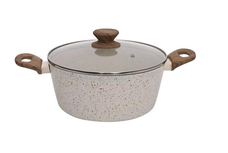 Imagem de Caçarola Mármol Cook em Alumínio com Revestimento Cerâmico e Fundo Triplo Indução 24cm 3,8L - Mimo Style