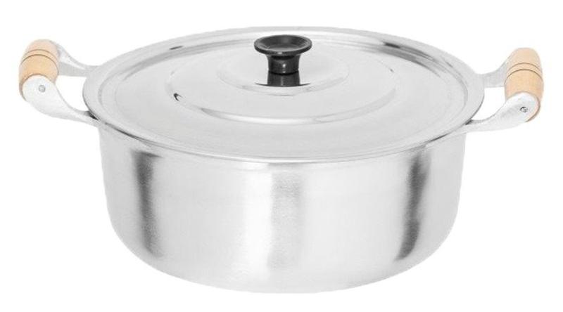 Caçarola Panela Aluminio Polido Alça Madeira Pomel Baquelite 20 Litros 45 cm Menor preço em Caçarola Panela Aluminio Polido Alça Madeira Pomel Baquelite 20 Litros 45 cm