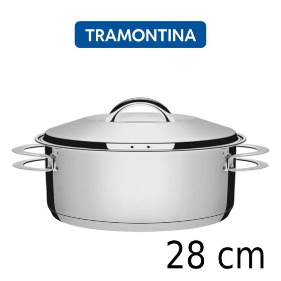 Imagem de Caçarola Rasa Aço Inox Fundo Triplo 28cm 7,1l Solar Tramontina