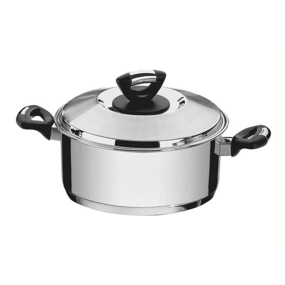 Imagem de Caçarola Rasa Solar Baquelite 24 cm 4,7 L em Aço Inox Fundo Triplo com Cabo de Baquelite Tramontina 62723/240