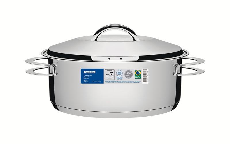 Imagem de Caçarola Solar Aço Inox Fundo Triplo 24 cm 4,7 L Tramontina