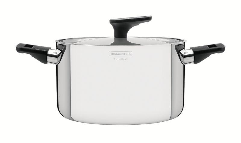 Imagem de Caçarola Tramontina Grano Baquelite Funda em Aço Inox Fundo Triplo com Tampa Alças de Baquelite 20 cm 3,8 L - 62164/200