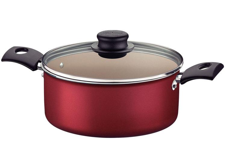 Caçarola Tramontina Inox Antiaderente com Tampa - Vermelho 2,2L 18cm Turim Menor preço em Caçarola Tramontina Inox Antiaderente com Tampa - Vermelho 2,2L 18cm Turim