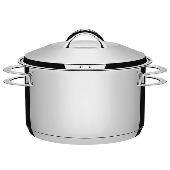 Caçarola Tramontina Solar Funda 28 cm 8,4 L em Aço Inox Fundo Triplo com Tampa e Alças 62504280 Imagem de Caçarola Tramontina Solar Funda 28 cm 8,4 L em Aço Inox Fundo Triplo com Tampa e Alças 62504280
