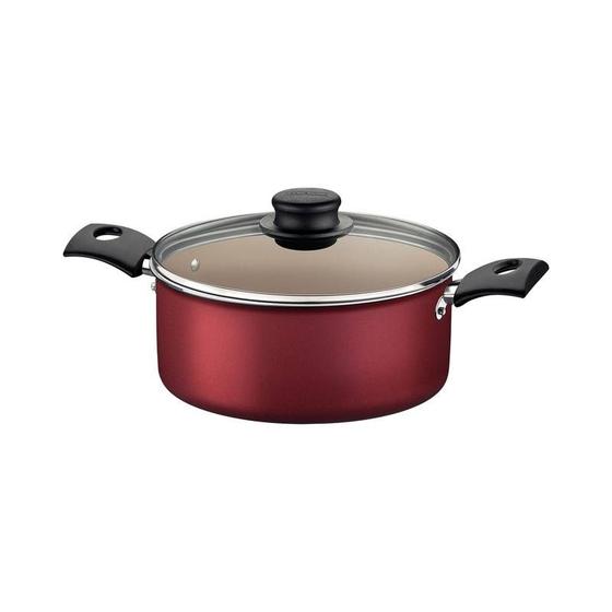 Imagem de Caçarola tramontina turim em alumínio com revestimento interno e externo em antiaderente starflon max vermelha 20 cm 2,8 l