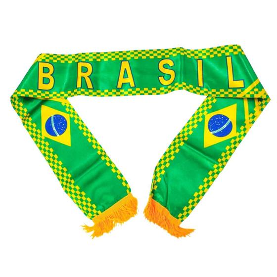 Imagem de Cachecol Estampa Do Brasil Copa Do Mundo Verde E Amarelo