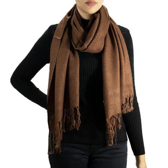 Imagem de Cachecol Fofo Echarpe Feminino Pashmina Pompom Frio Inverno