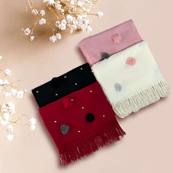 Imagem de Cachecol Inverno Lenço Pashmina Xale Echarpe Feminino