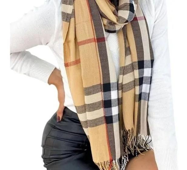 Imagem de Cachecol Lenço Xadrez Inverno Echarpe Feminino