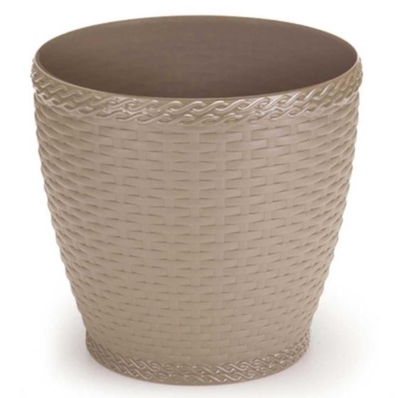 Imagem de Cachepo Vaso Polipropileno Redondo 15 X 14Cm Rattan Palha