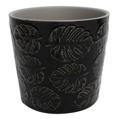 Imagem de Cachepot de ceramica costela de adao preto 12,2cm x 12,2cm x