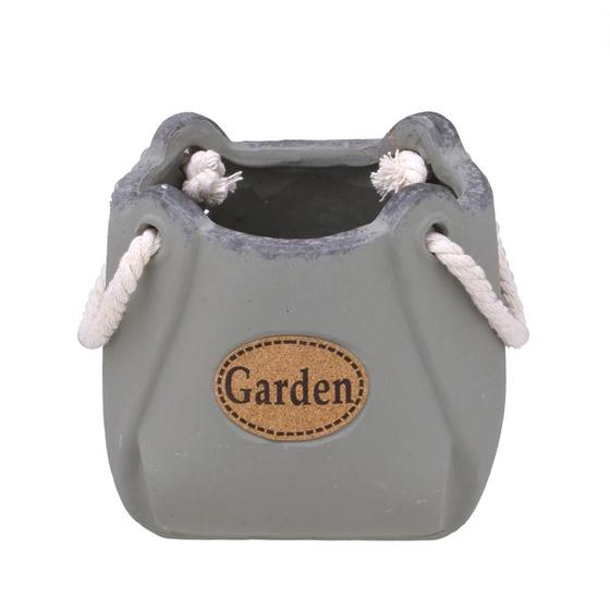 Imagem de Cachepot decorativo rustico garden com alca em corda p