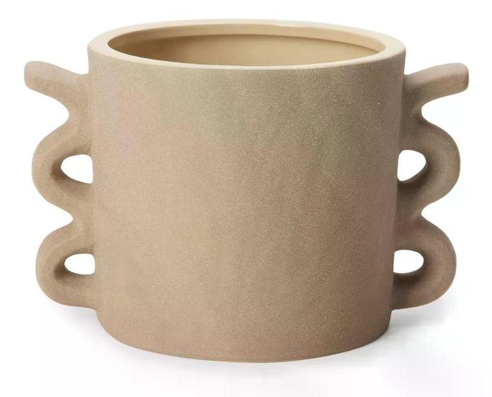 Imagem de CACHEPOT EM CERAMICA CINZA COM ONDULAÇOES 17cm