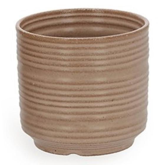 Imagem de Cachepot em ceramica com listras marrom mart 11cm