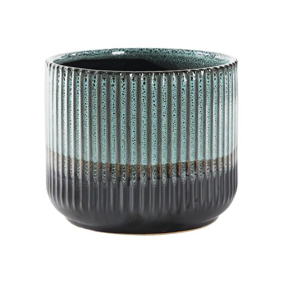 Imagem de Cachepot em ceramica verde e preto 13cm