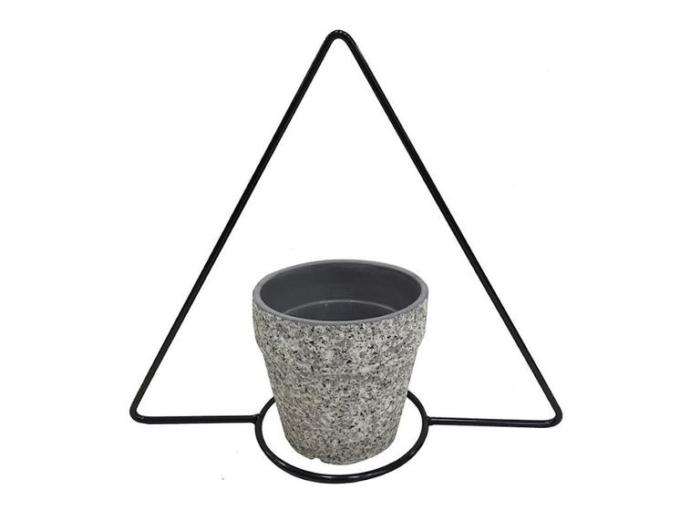 Imagem de Cachepot pendente de ceramica granilite c/ suporte de metal