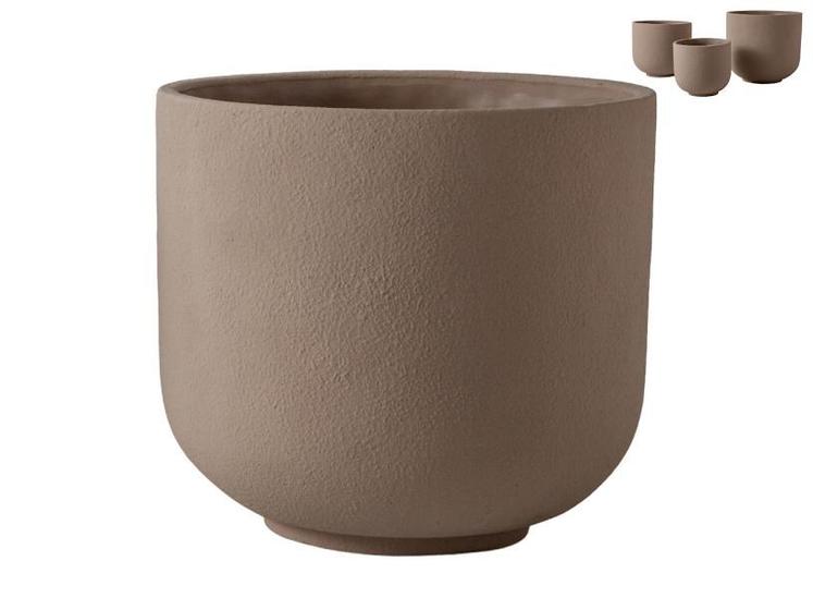 Imagem de Cachepot Vaso Decorativo Redondo Mesa Chão Extra Grande Rustico Bege Decoração Versátil Porta Objetos Plantas Flores Suculenta Décor Centro Mesa Posta