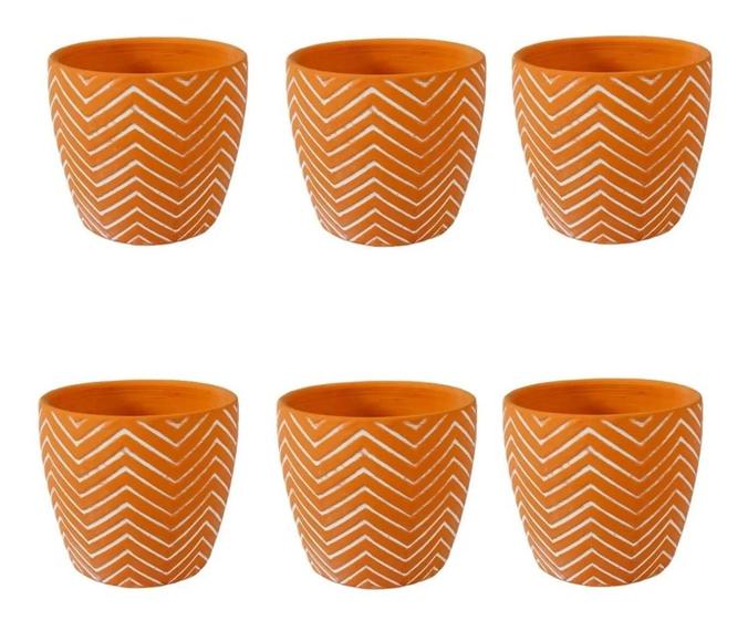 Imagem de Cachepots De Cerâmica Terracota Zig Zag 9 Cm Kit 6 Unidades